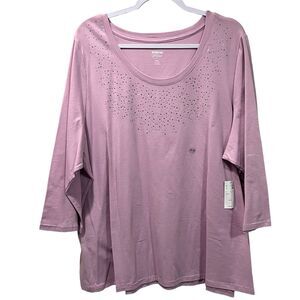 Avenue Women’s Plus Size Your Tee 26 / 28 Lilac Top With Sparkle Detail, NWT